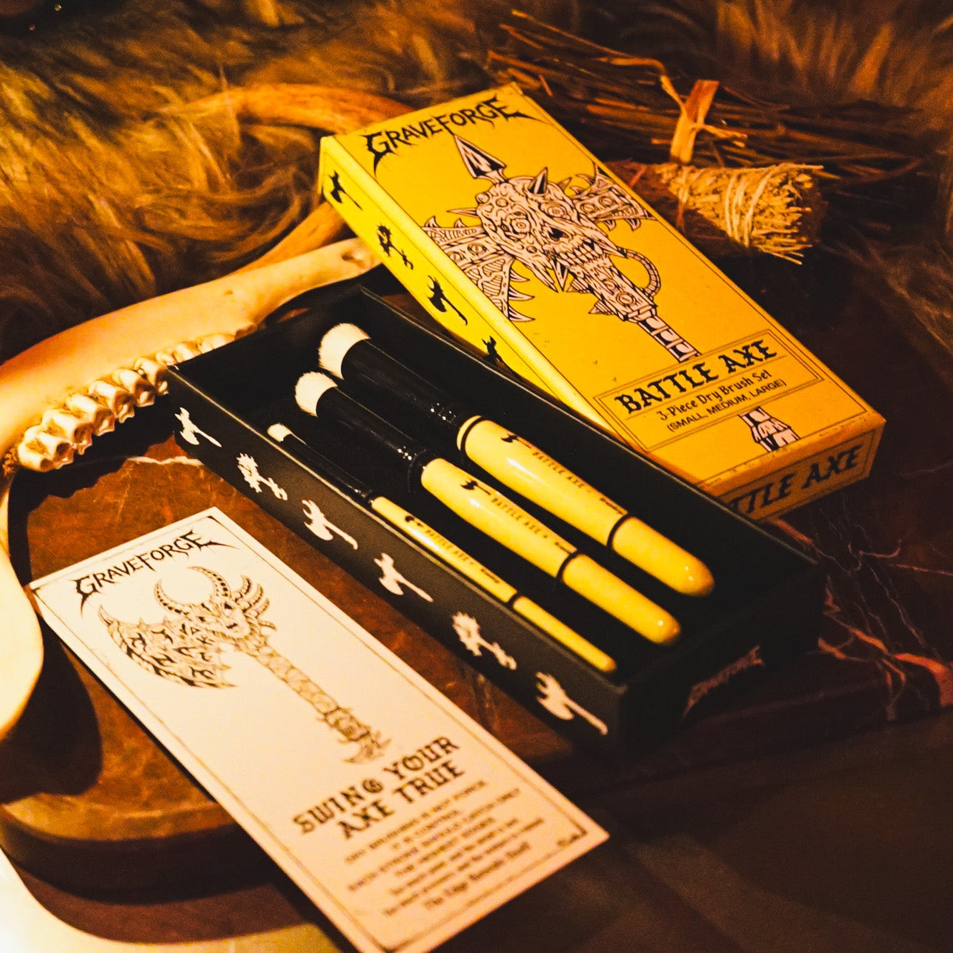 Graveforge Battle Axe Set - 3 Piece Dry Brush Set