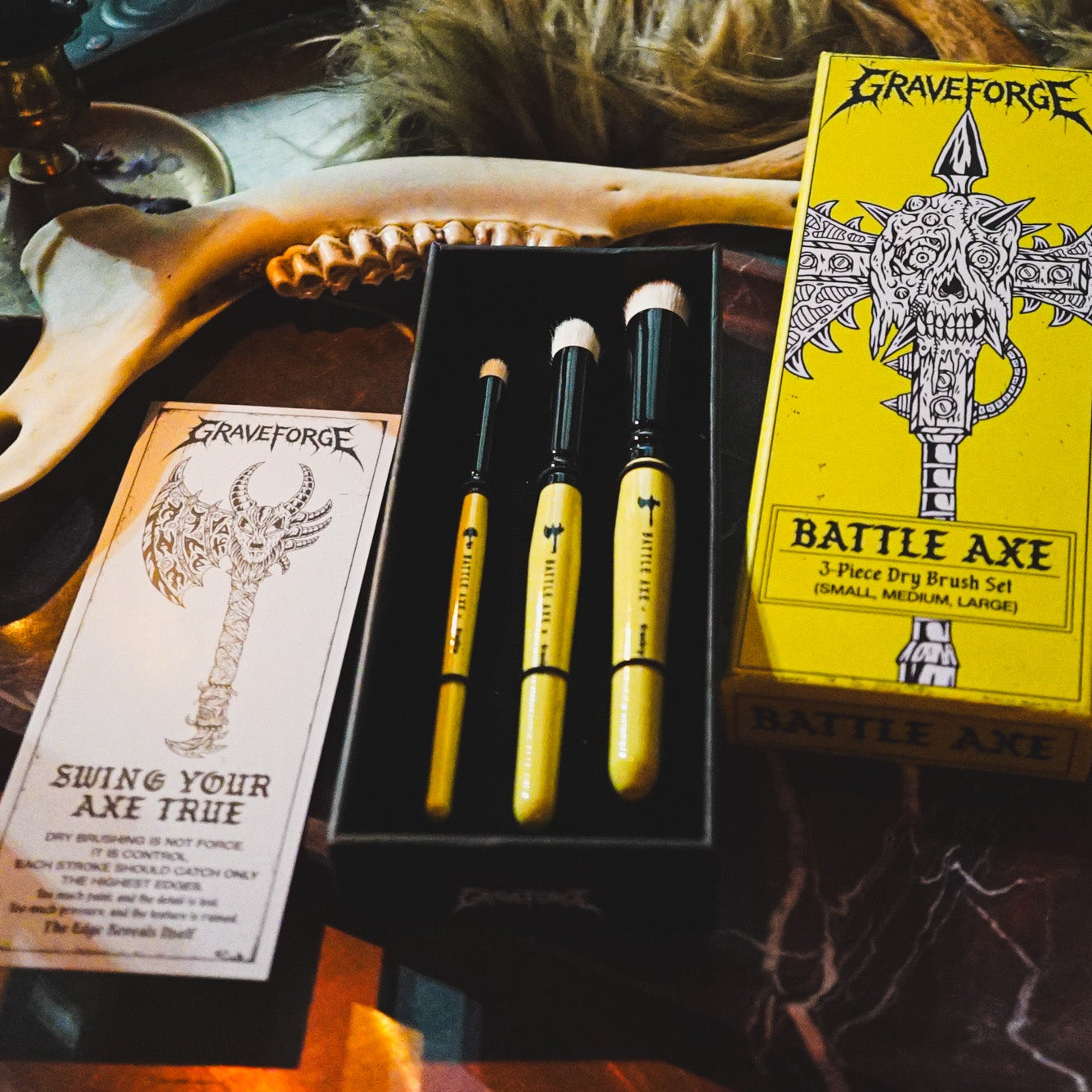 Graveforge Battle Axe Set - 3 Piece Dry Brush Set