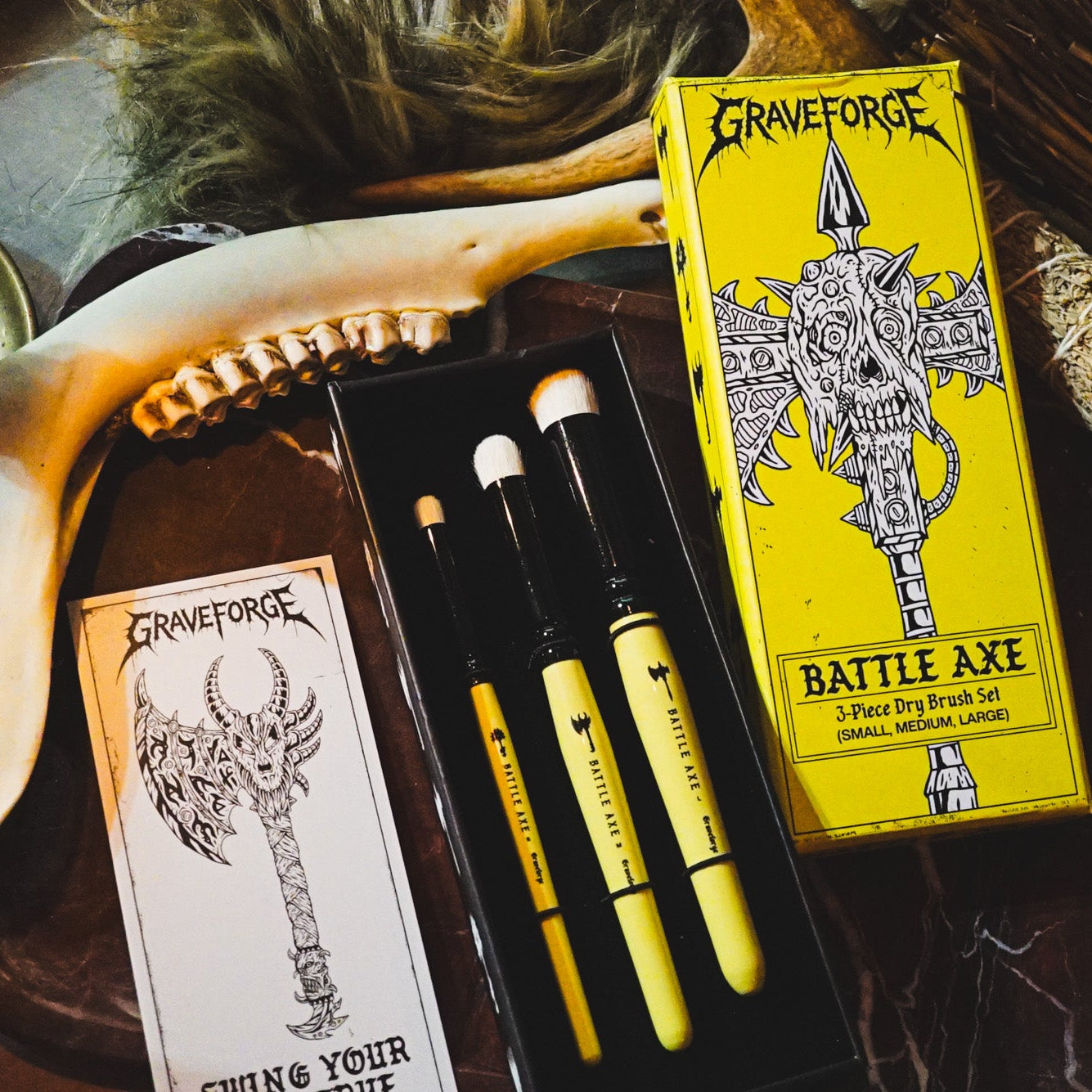 Graveforge Battle Axe Set - 3 Piece Dry Brush Set